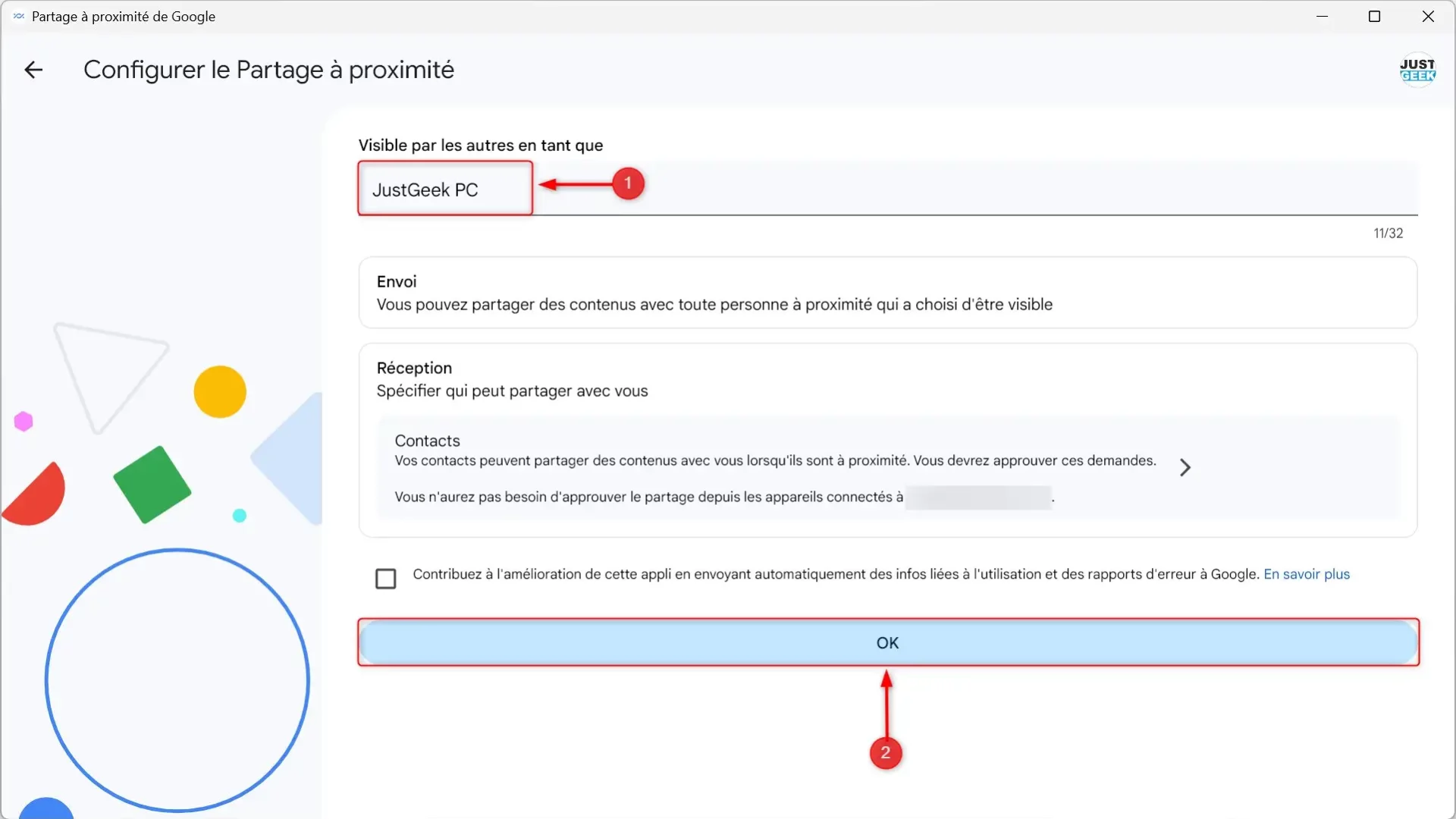 Configurer l'application Partage à proximité pour Windows