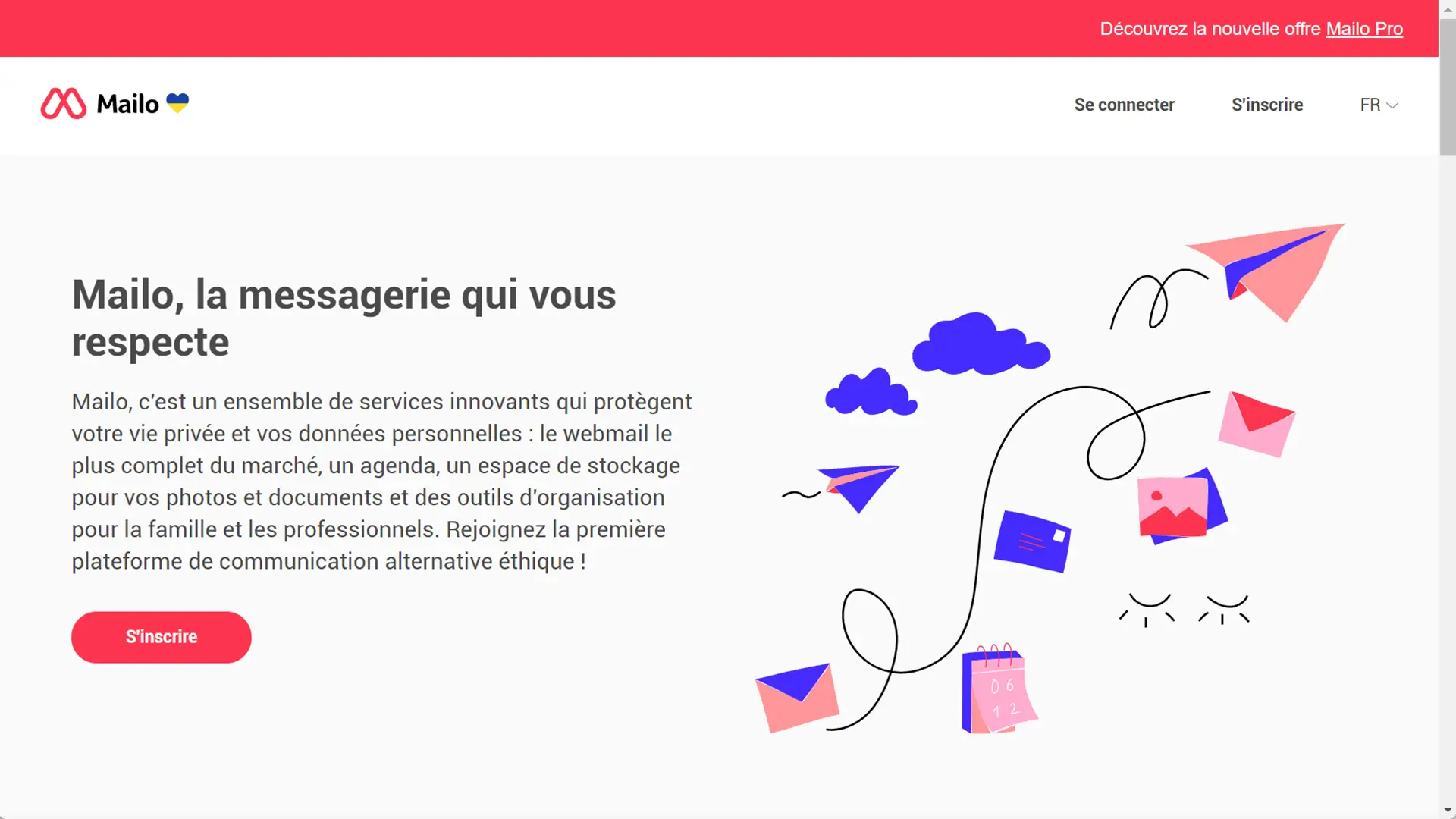 Mailo, plateforme de messagerie française offrant une adresse e-mail gratuite avec 1 Go d'espace pour les e-mails et une suite complète de services.