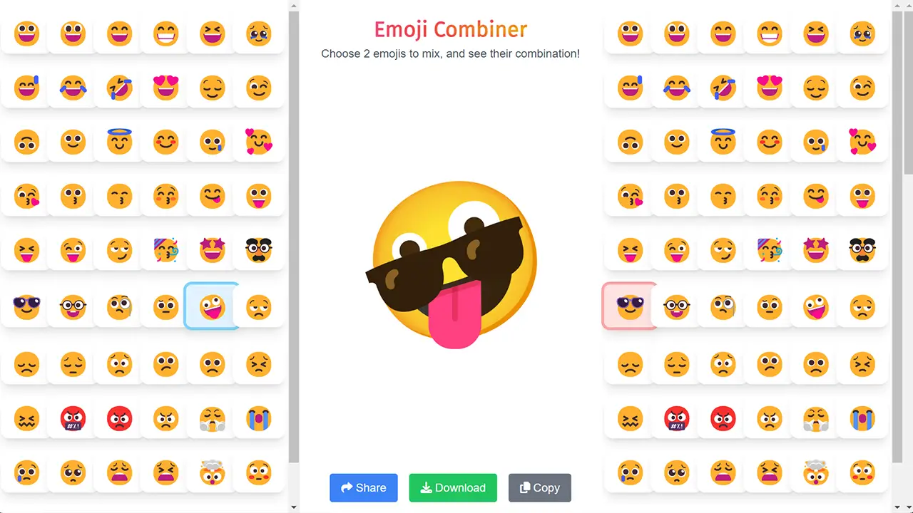 Combiner deux emojis pour former un tout nouvel emoji sur Emoji Combiner