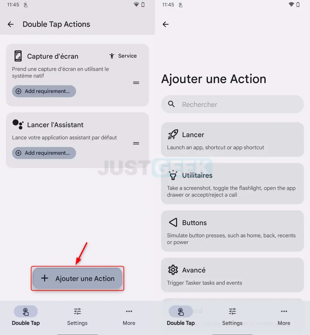 Processus d'ajout d'une nouvelle action dans l'application Tap, Tap.