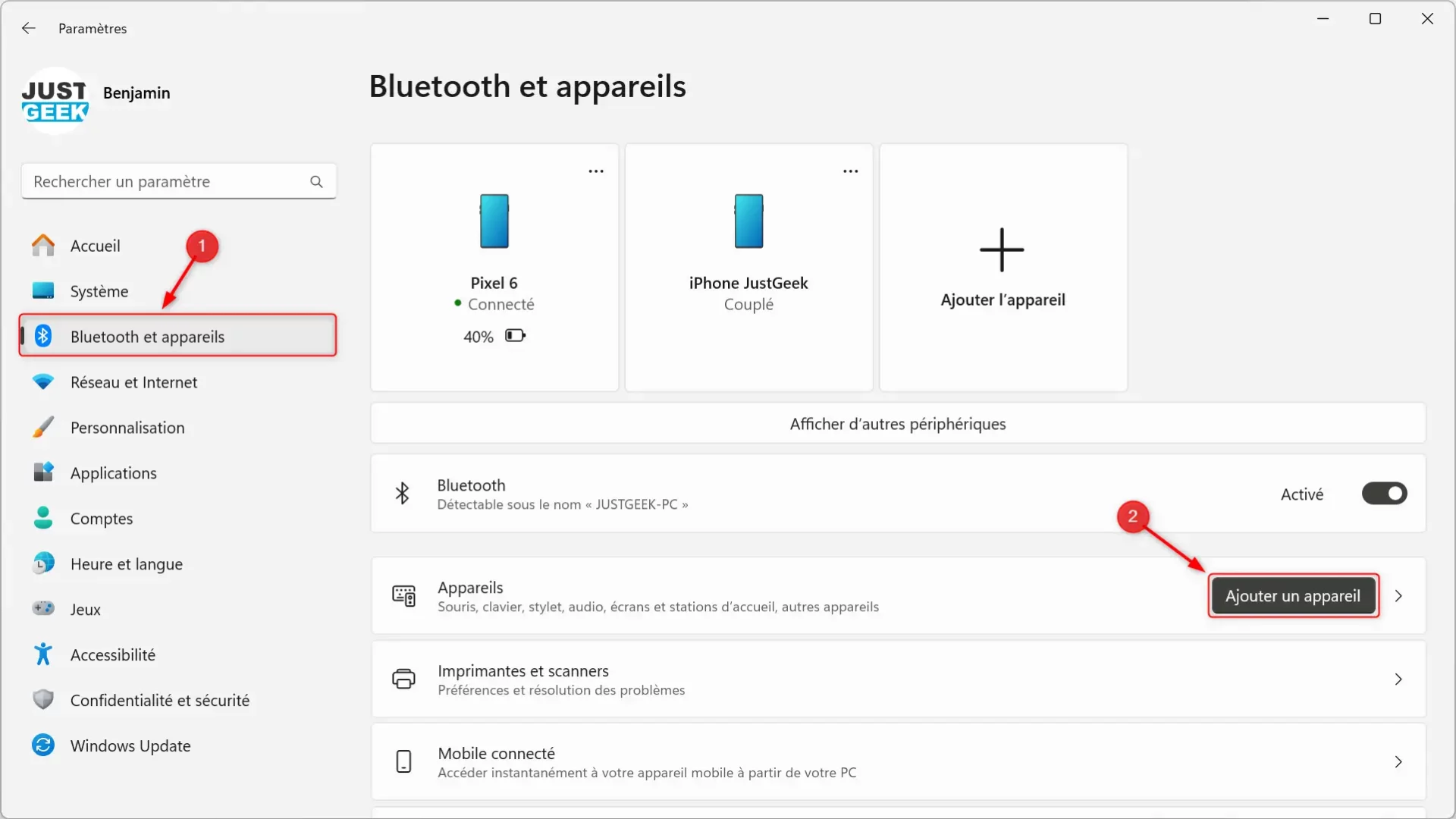 Ajouter un appareil Bluetooth sur Windows