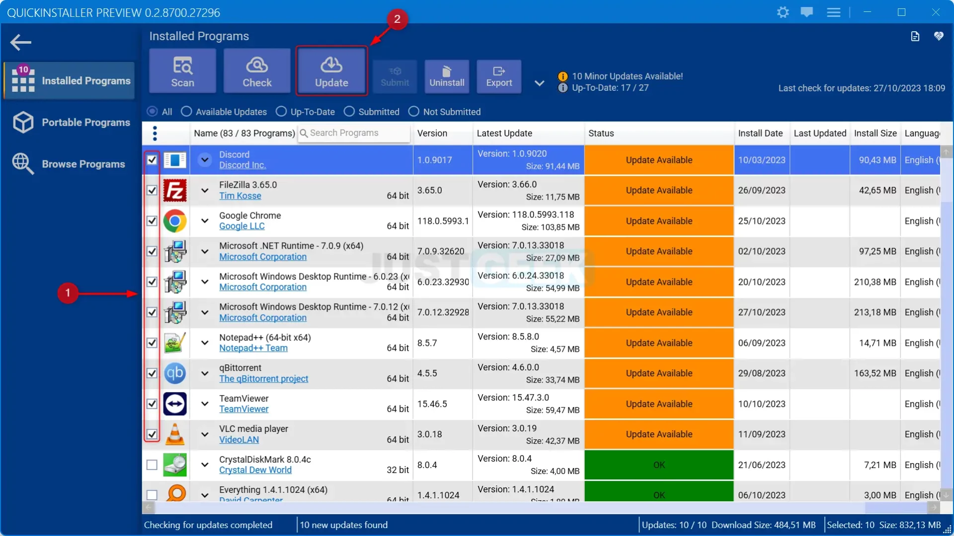 Mettre à jour vos logiciels avec QuickInstaller