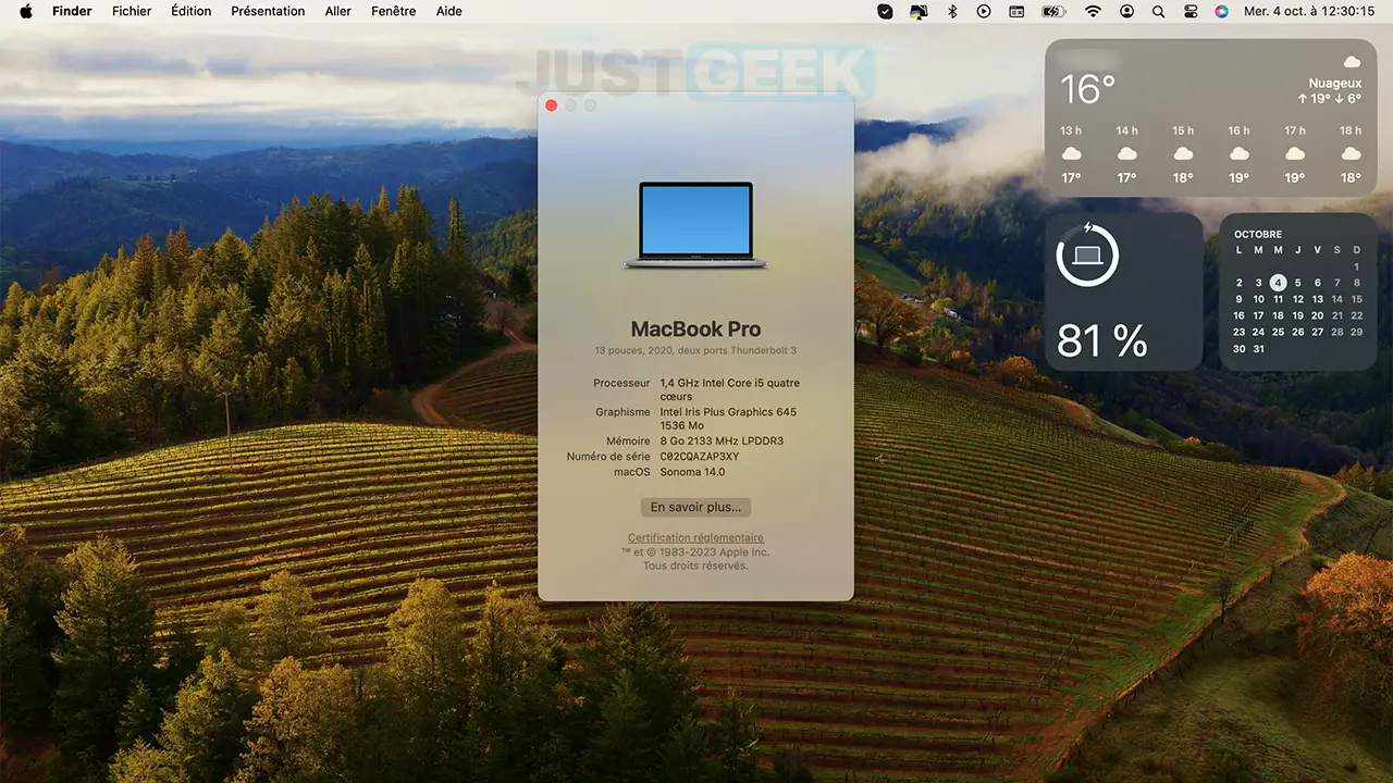 Mise à jour macOS Sonoma sur un MacBookPro