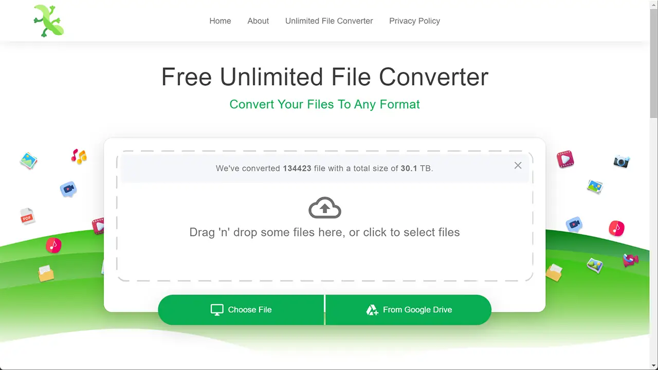 Choix du fichier à convertir dans ConvertLizard avec le bouton "Choose File".