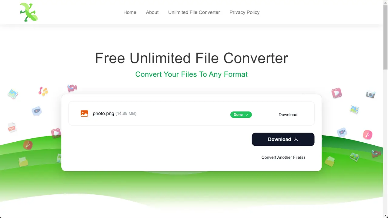 Bouton "Download" pour télécharger le fichier converti depuis ConvertLizard.