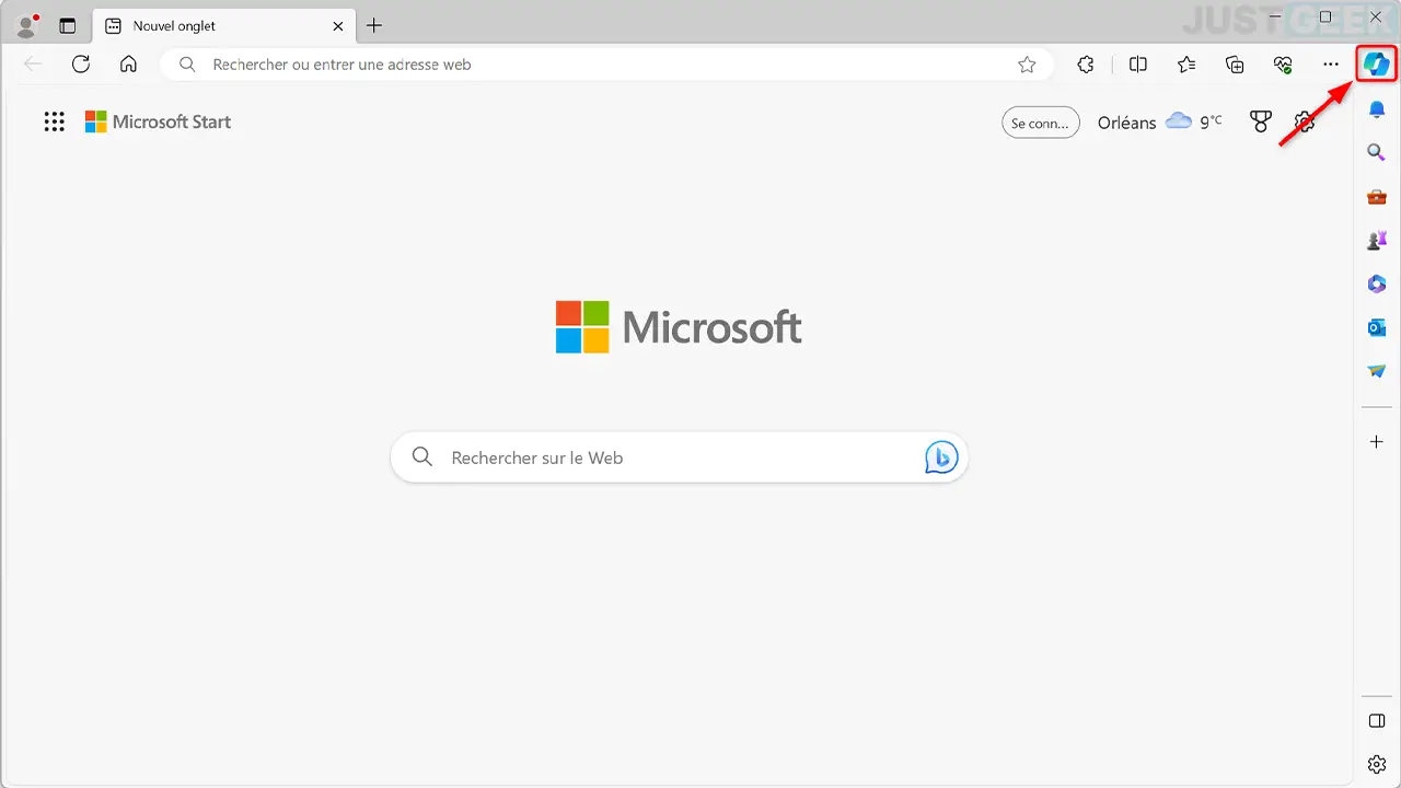 Cliquez sur l'icône Copilot dans Microsoft Edge