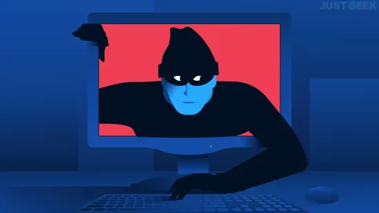 Un cybercriminel qui sort d'un écran d'ordinateur