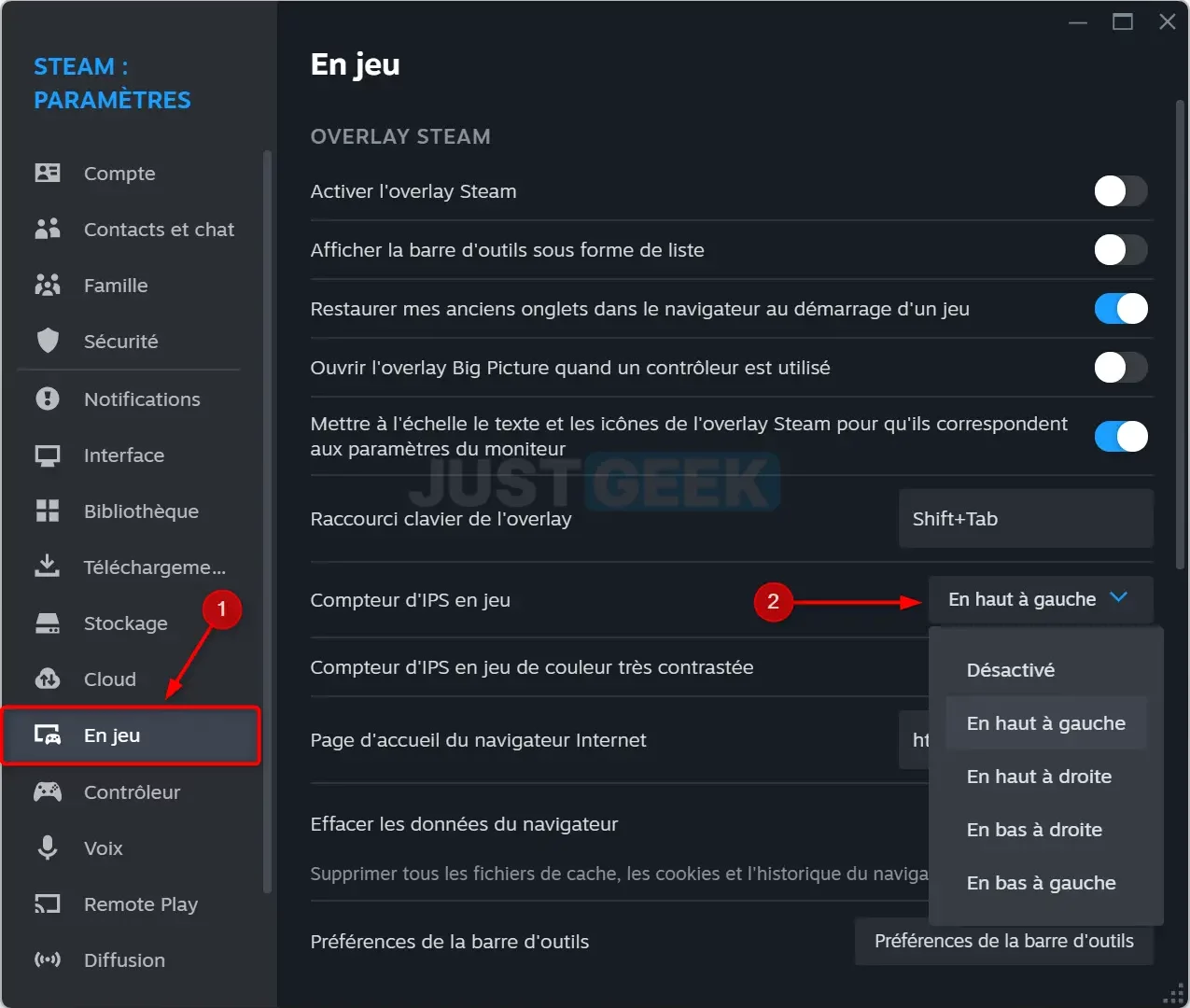 Activer le compteur FPS dans Steam