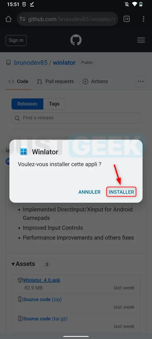 Installer l'application Winlator