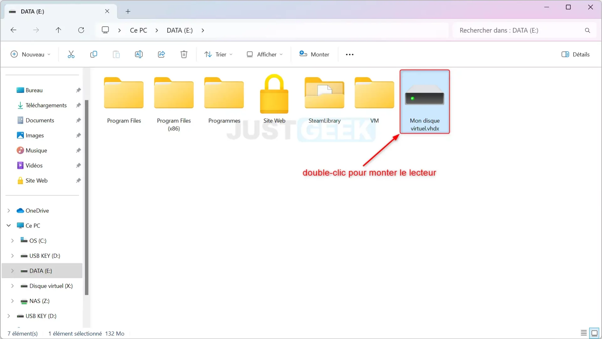 Monter le disque dur virtuel sur Windows 11