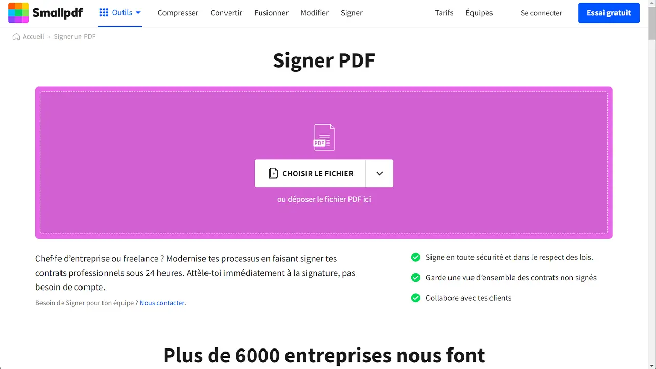 Smallpdf : Signer un PDF en ligne gratuit