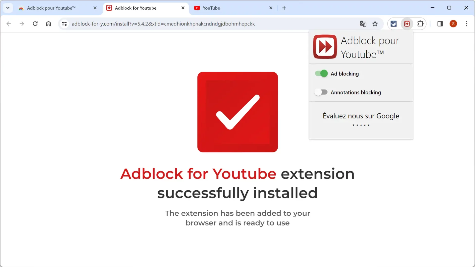 Adblock pour YouTube