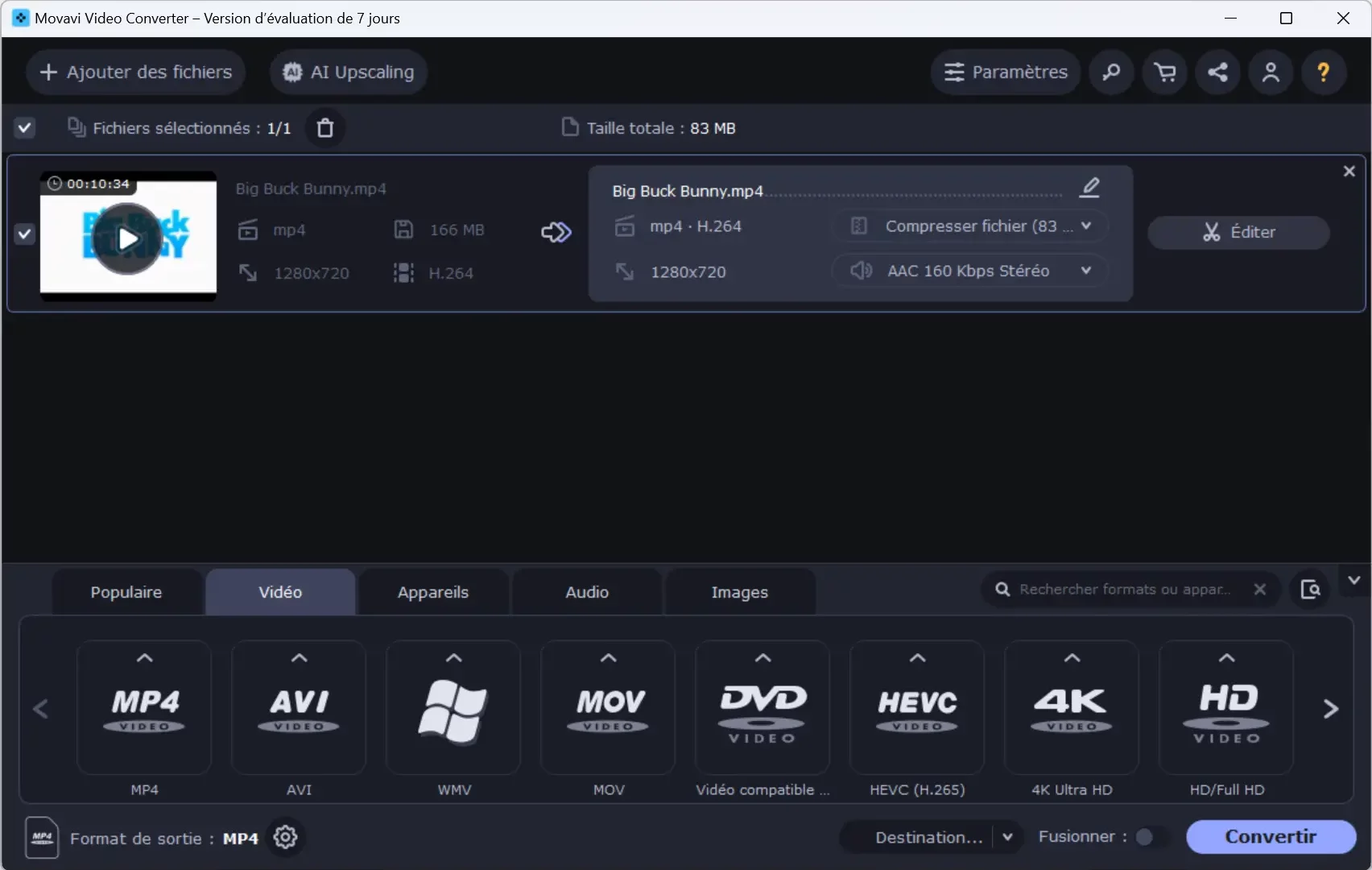 Convertir un fichier vidéo avec Movavi Video Converter