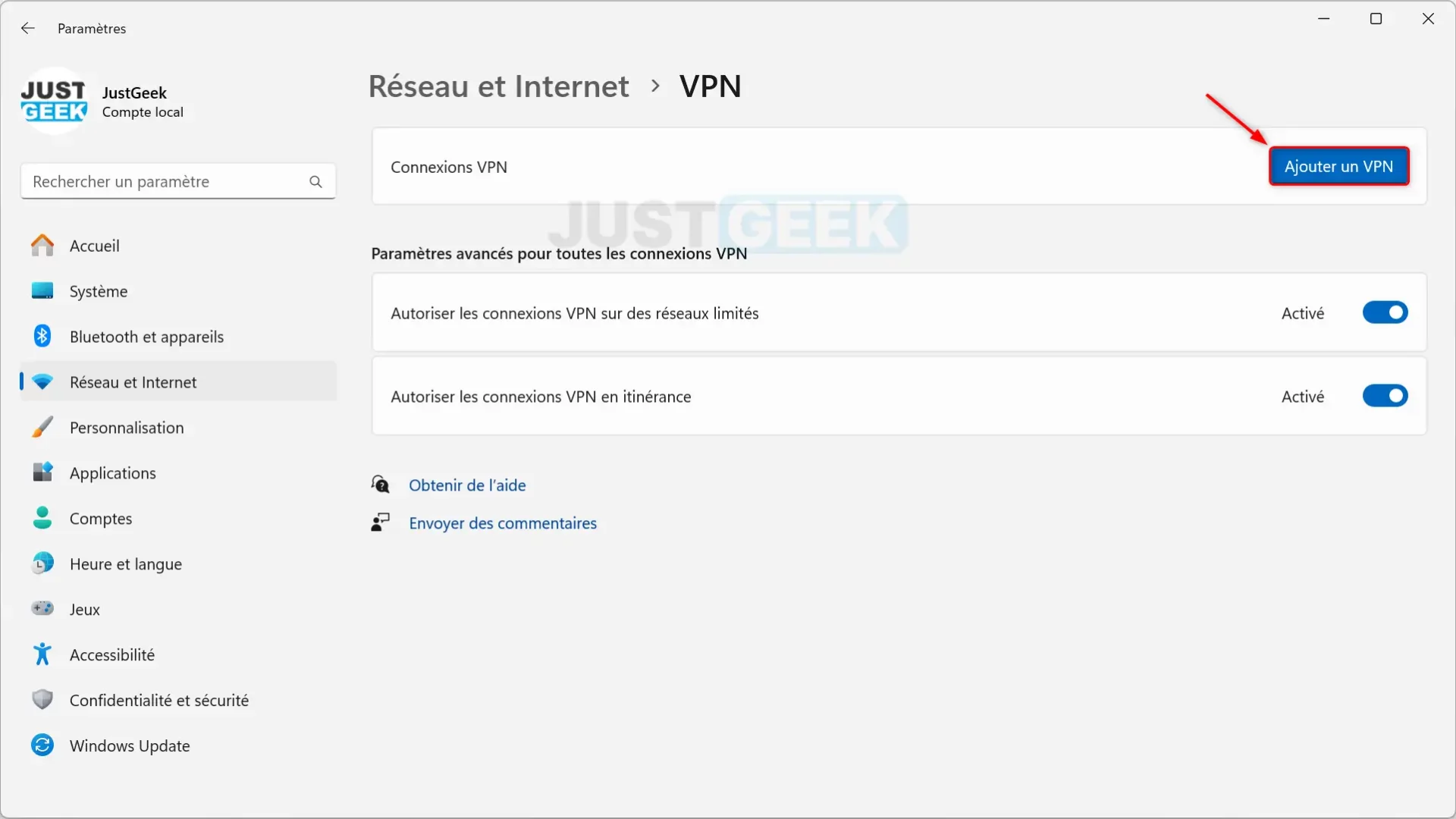 Ajouter un VPN sur Windows 11