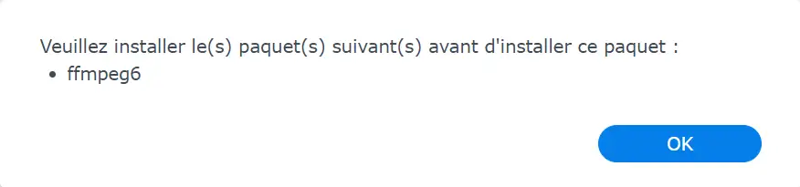 Installer le paquet ffmpeg6 requis par Jellyfin sur le NAS Synology