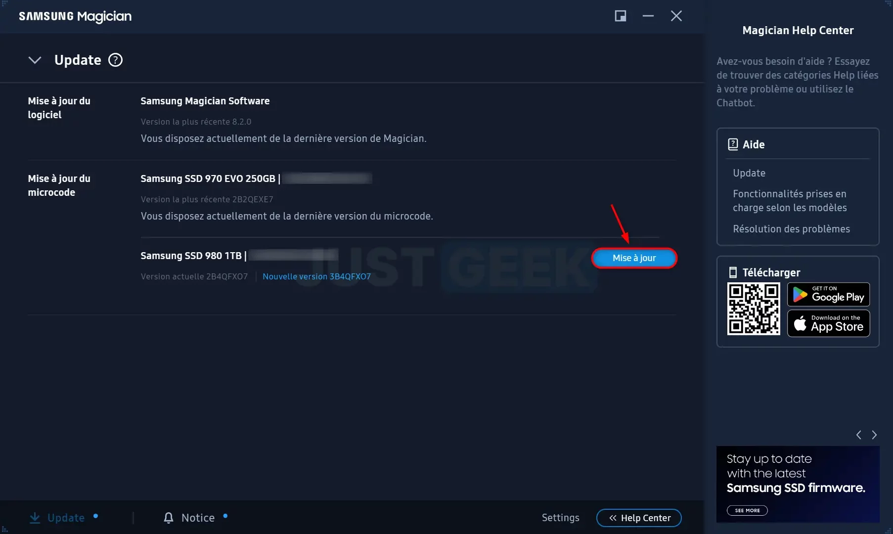 Mise à jour du firmware d’un SSD Samsung via le logiciel Samsung Magician