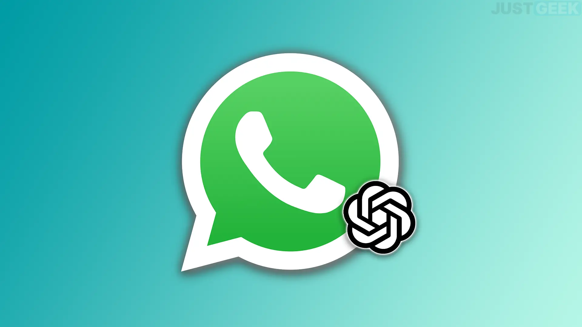 Logo WhatsApp avec le symbole de ChatGPT sur fond dégradé