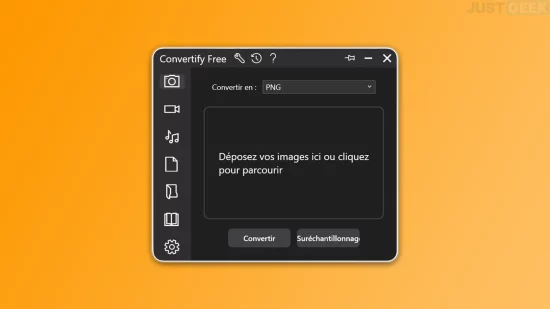 Interface de Convertify, convertisseur de fichiers gratuit tout-en-un pour Windows
