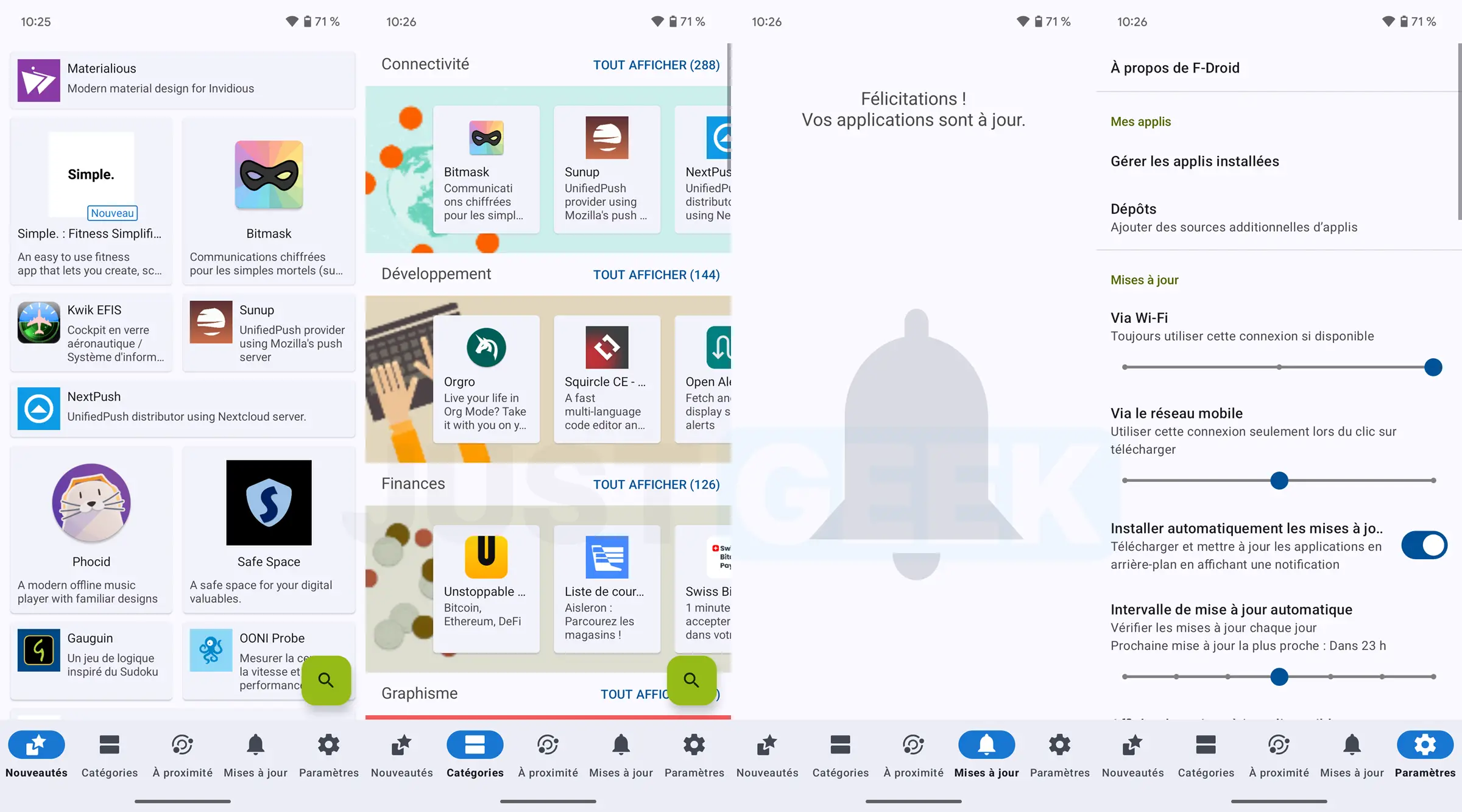 Interface de la nouvelle version de F-Droid avec Material Design 3