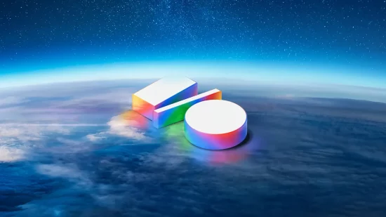 Logo Google I/O 2025 flottant dans l’espace, image officielle de la conférence