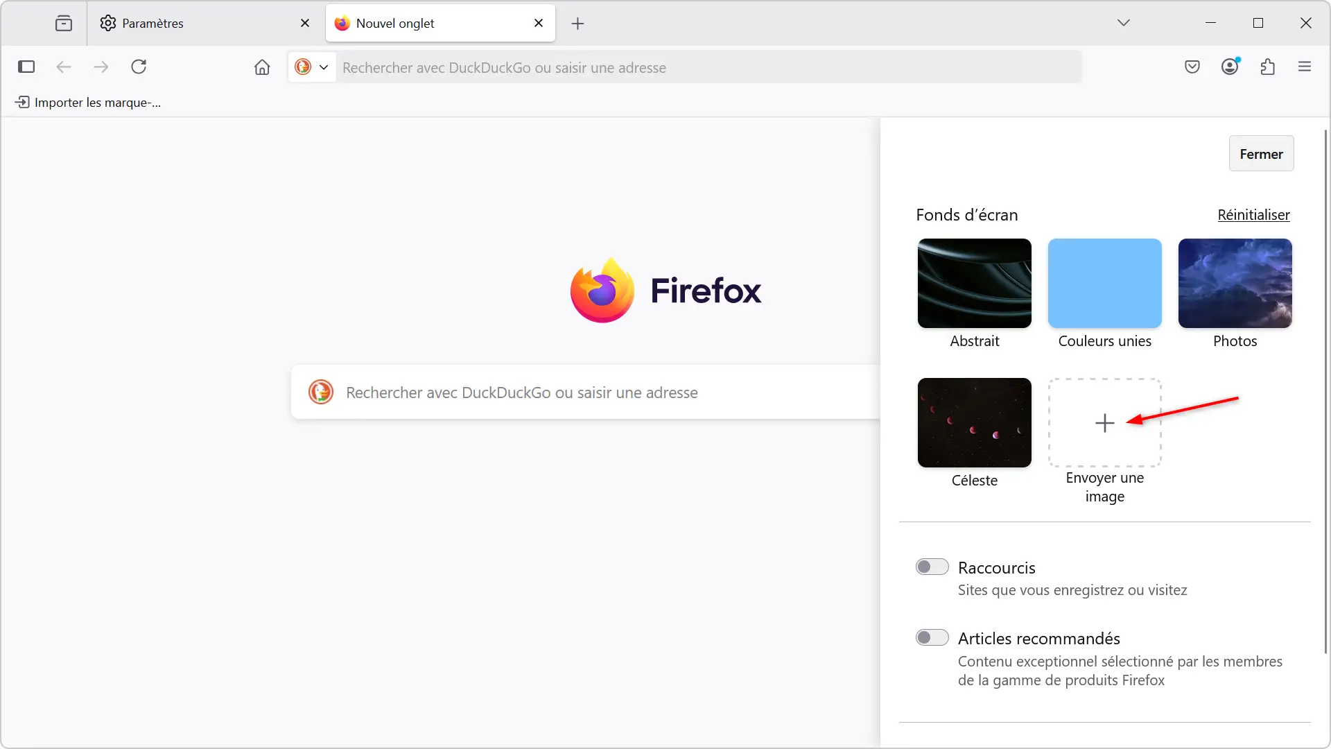 Ajout d’une image personnalisée comme fond d’écran dans Firefox