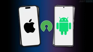 Illustration avec un iPhone et un smartphone Android encadrant le logo open source, pour représenter les applications libres sur mobile