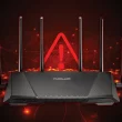 Routeur ASUS avec un symbole d’alerte rouge, illustrant une campagne de piratage massive
