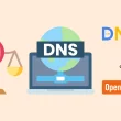 Illustration du blocage DNS imposé par la justice, avec les logos de Google, Cloudflare et OpenDNS.