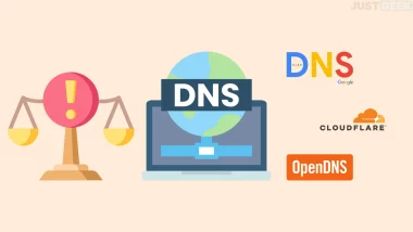 Illustration du blocage DNS imposé par la justice, avec les logos de Google, Cloudflare et OpenDNS.
