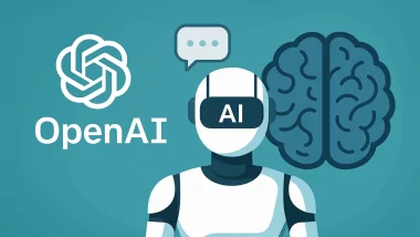 Illustration d’un robot IA avec un cerveau et le logo OpenAI, symbolisant la mémoire étendue de ChatGPT