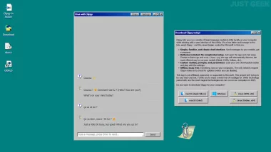 Clippy version IA locale en action dans une interface rétro inspirée de Windows 95