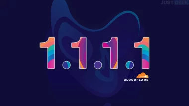 Illustration du DNS 1.1.1.1 de Cloudflare avec son logo sur fond sombre