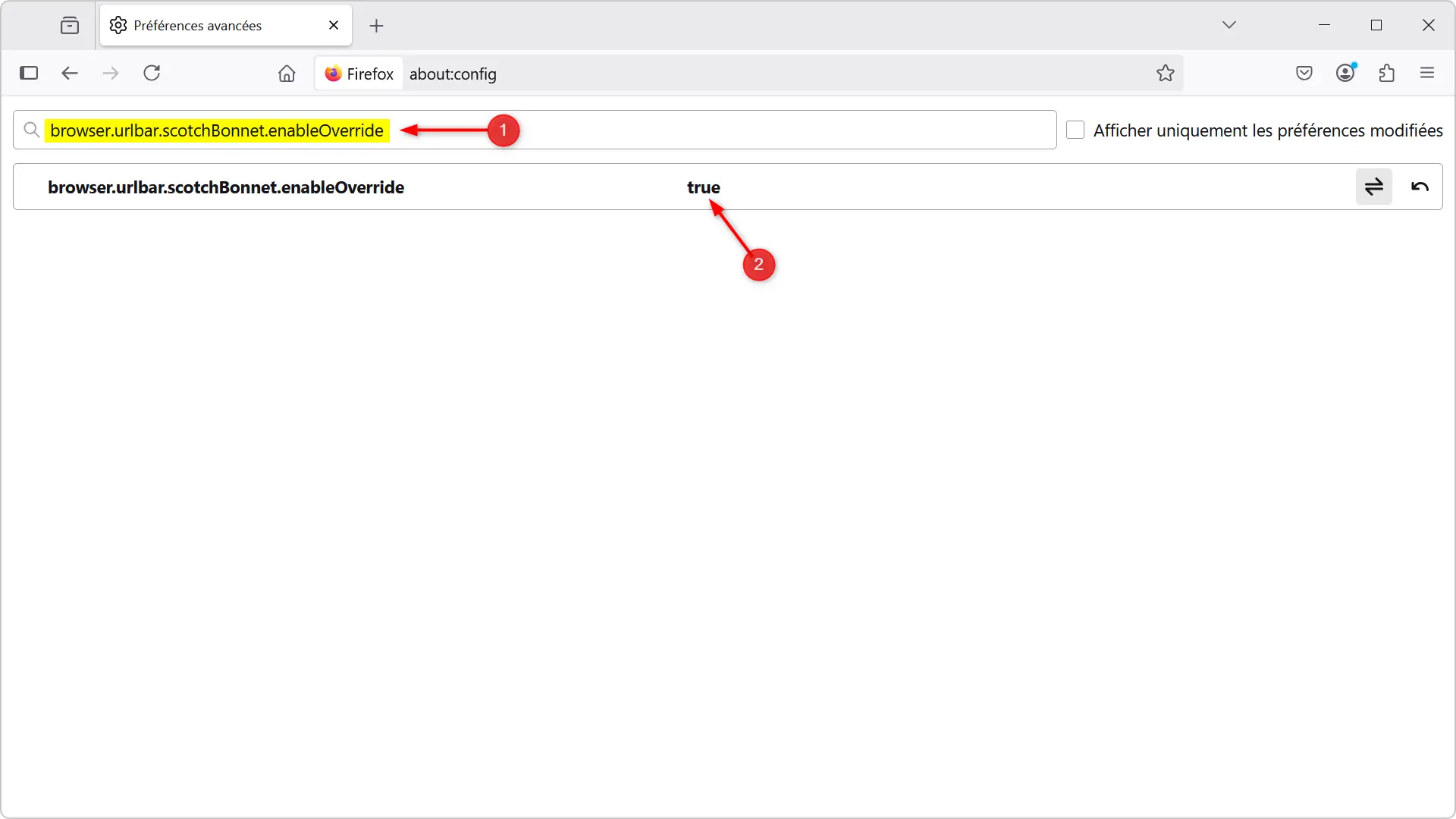Activer manuellement la nouvelle barre d’adresse de Firefox via about:config