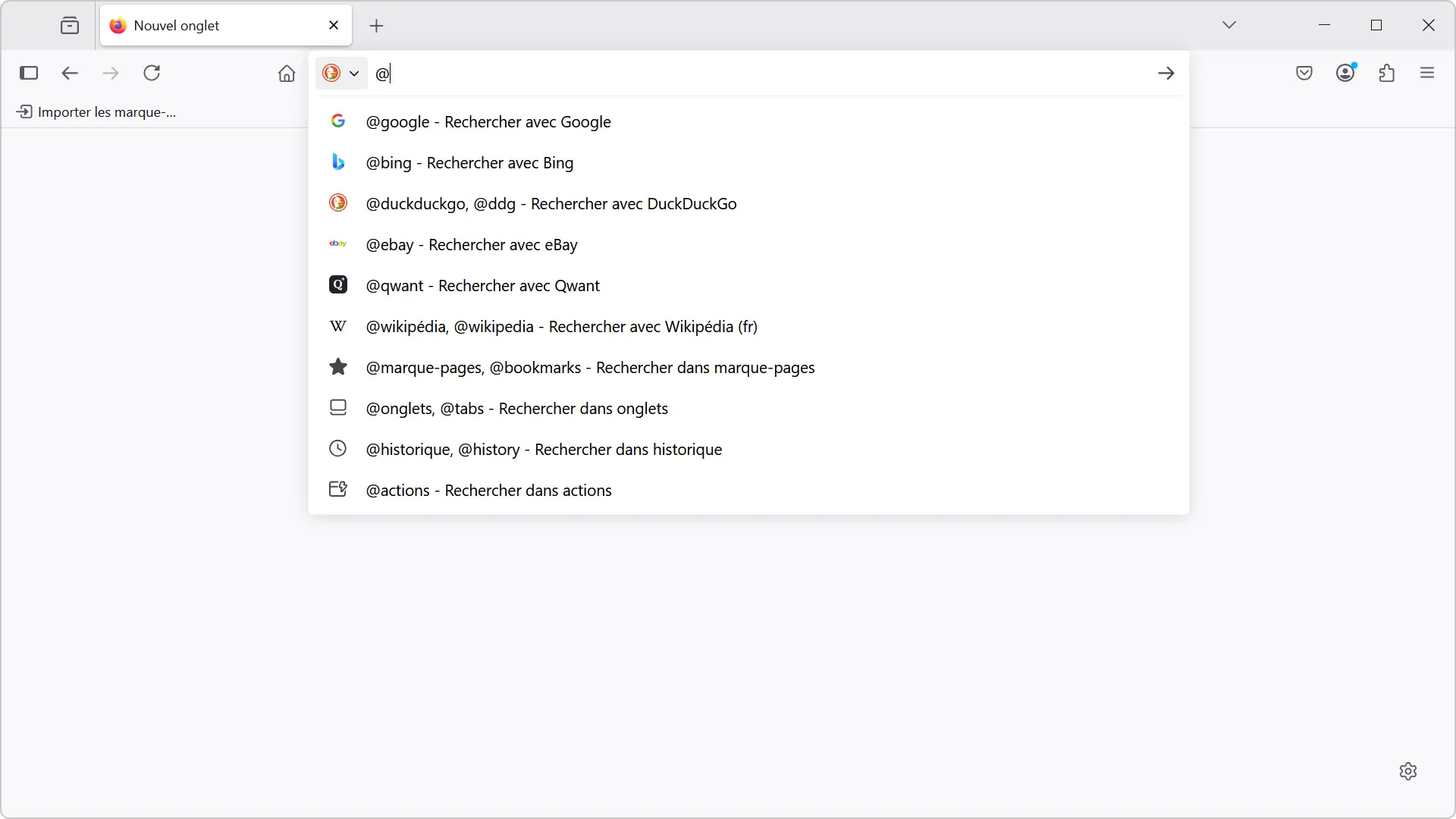 Liste des mots-clés utilisables dans la barre d’adresse de Firefox