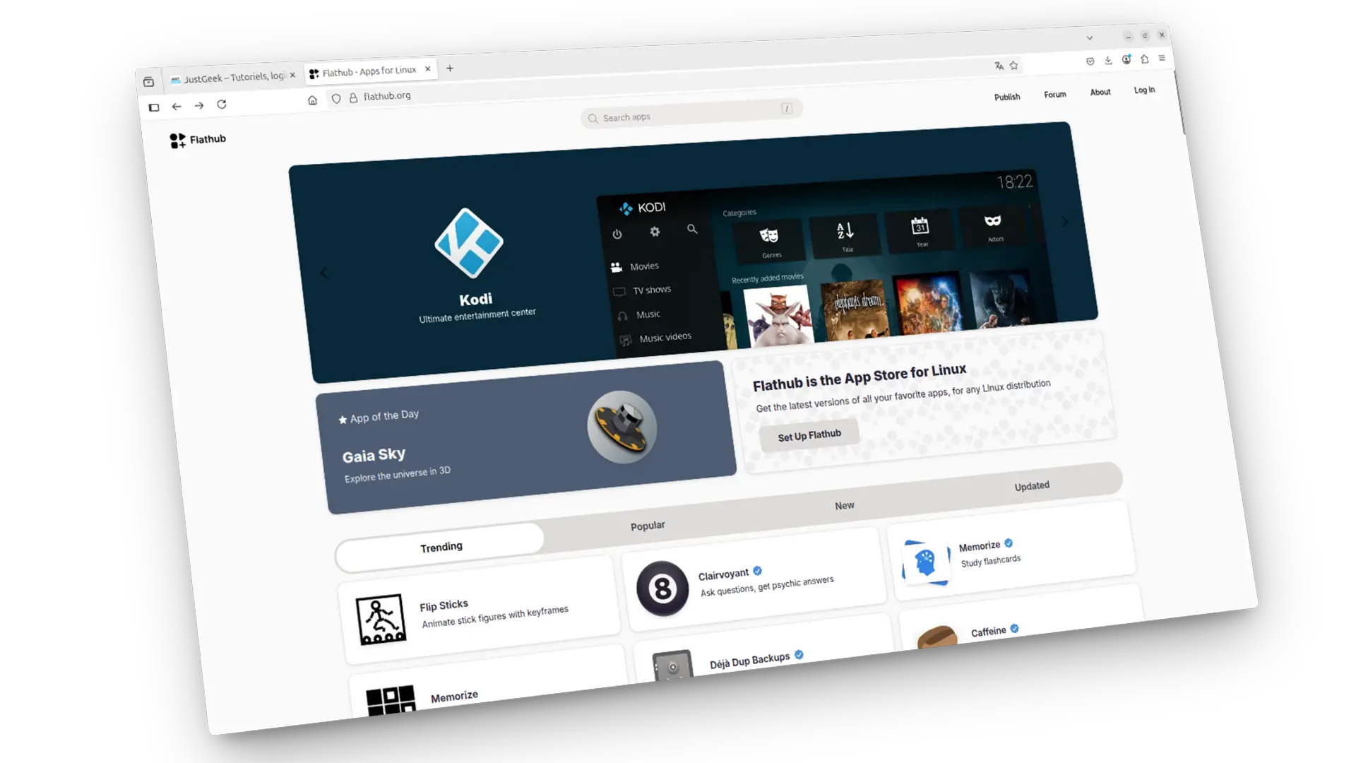 Capture d’écran de la page d’accueil du site Flathub, la plateforme d’applications Flatpak pour Linux