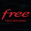 Logo Free avec le message You've been hacked sur fond de code informatique