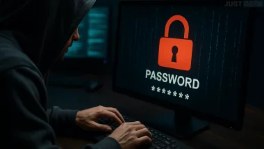 Hacker encapuchonné tentant de pirater un mot de passe sur un ordinateur