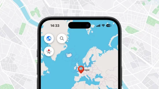 Carte GPS affichée sur smartphone avec données OpenStreetMap centrées sur l’Europe