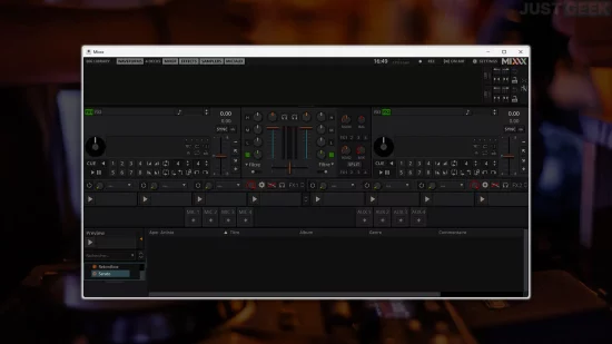 Capture d’écran de l’interface du logiciel DJ Mixxx