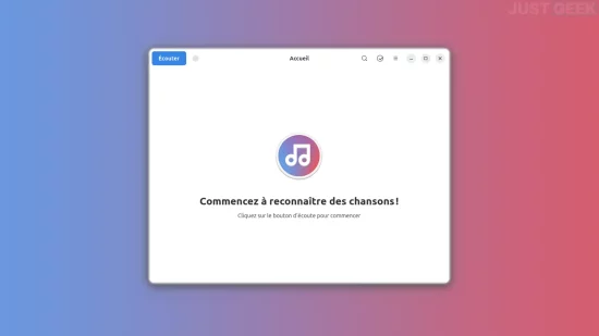Aperçu de l’interface de Mousai, l’application pour identifier une musique sous Linux