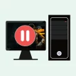 Illustration d’un PC avec un jeu mis en pause, représentant le fonctionnement de Nyrna pour suspendre une application ou un jeu sur Windows et Linux