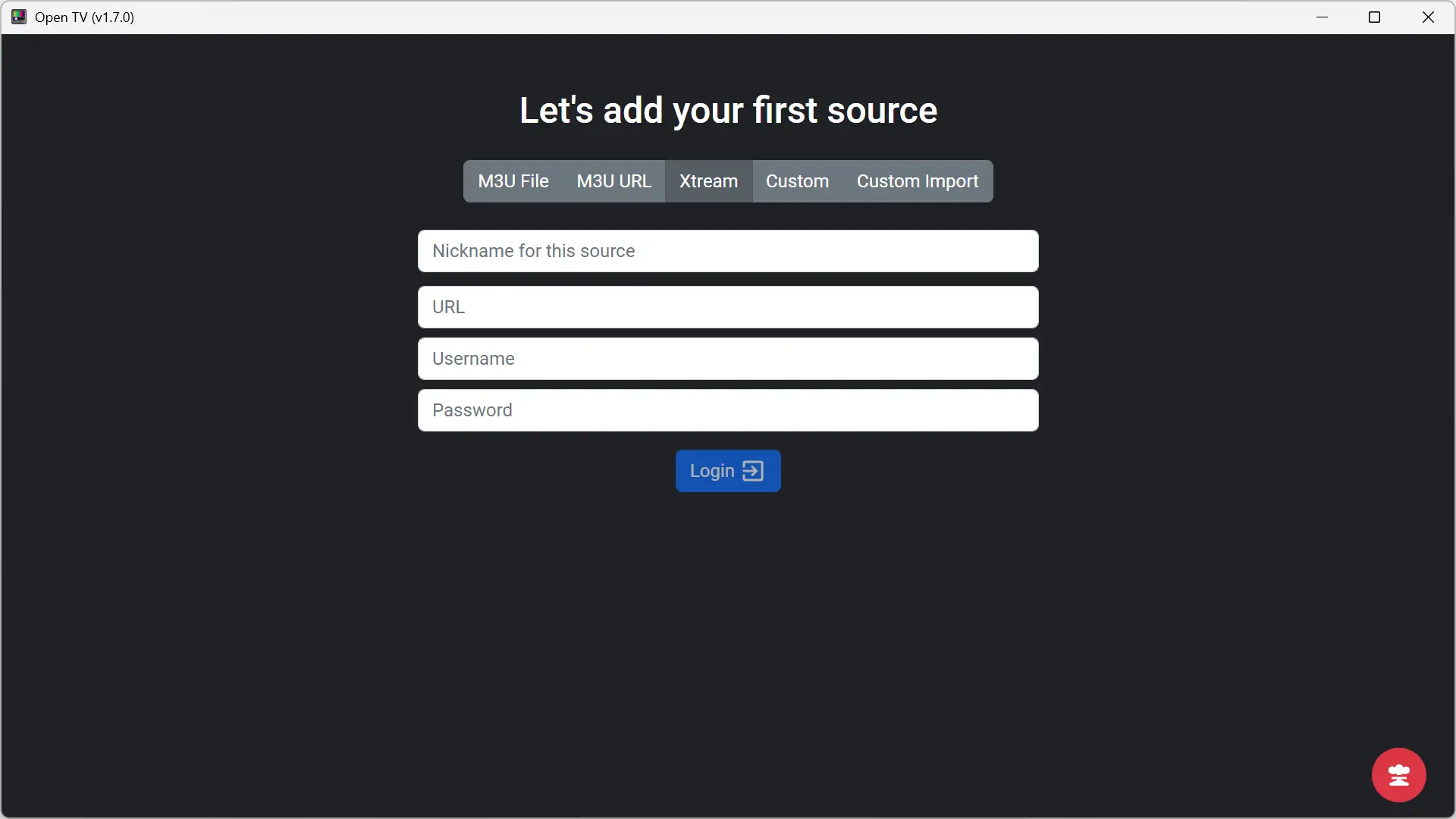 Connexion à une source IPTV via identifiants Xtream dans Open TV