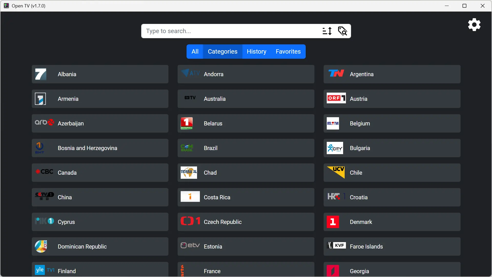 Liste des chaînes classées par pays dans Open TV