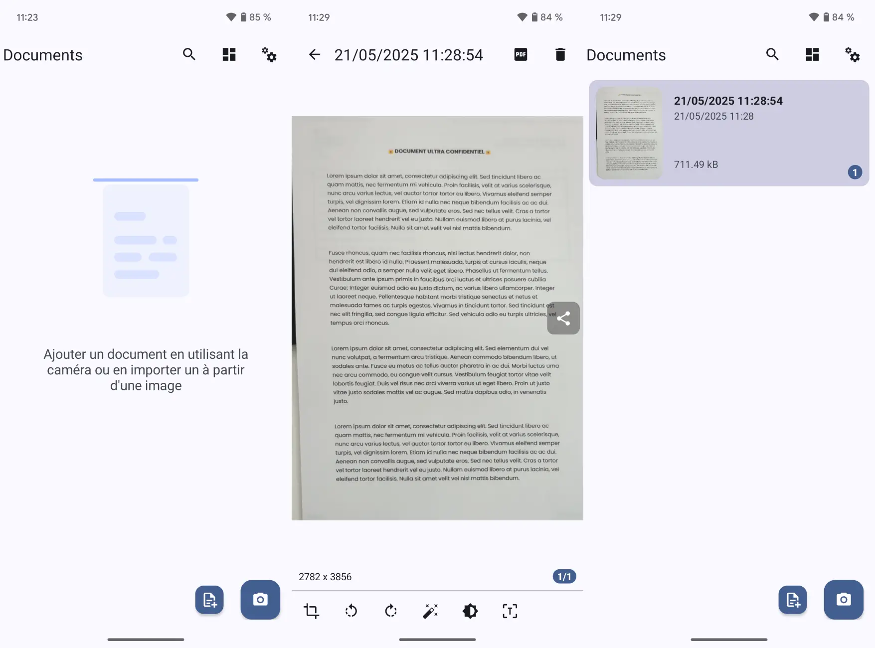 Numérisation d’un document avec OSS Document Scanner, application open source Android/iOS
