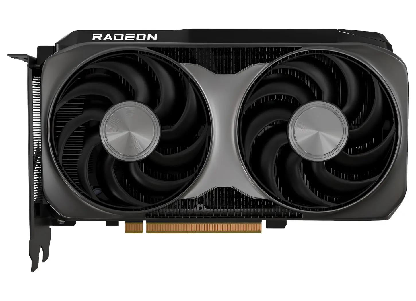 Face avant de la carte graphique AMD Radeon RX 9060 XT avec ventilateurs visibles