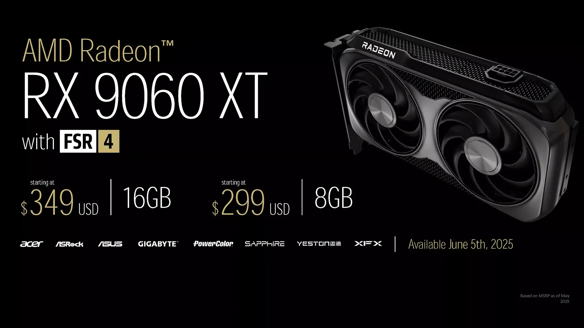Annonce officielle AMD avec prix, mémoire et date de lancement de la RX 9060 XT