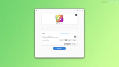 Fenêtre de Switcheroo sous Linux avec options de conversion d’image et arrière-plan vert