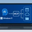 Illustration de l’intégration du protocole MCP dans Windows 11 pour connecter l’IA à des services comme le calendrier, le cloud et les fichiers.