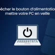 Illustration Windows 11 avec un ordinateur portable et un symbole d’alimentation pour représenter la désactivation de la mise en veille automatique.