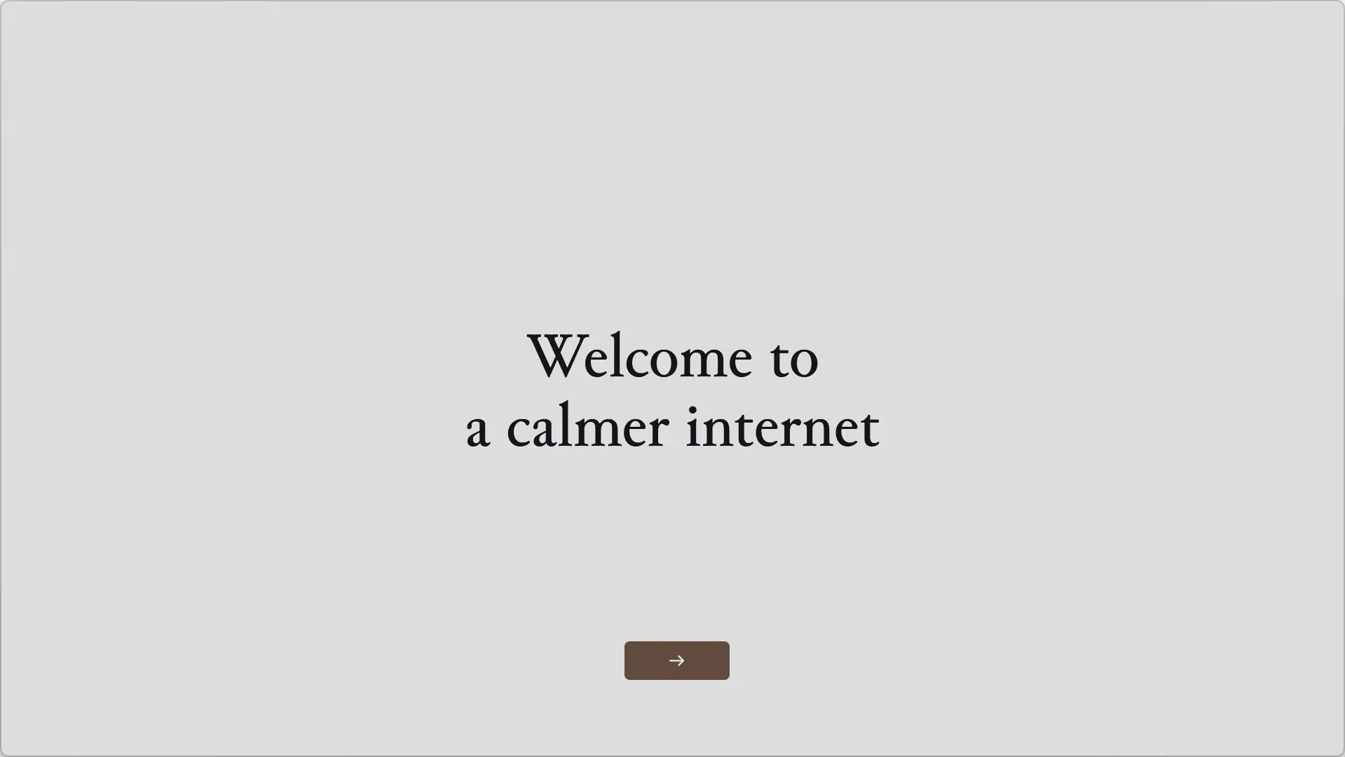 Écran d'accueil de Zen Browser avec le message « Welcome to a calmer internet »